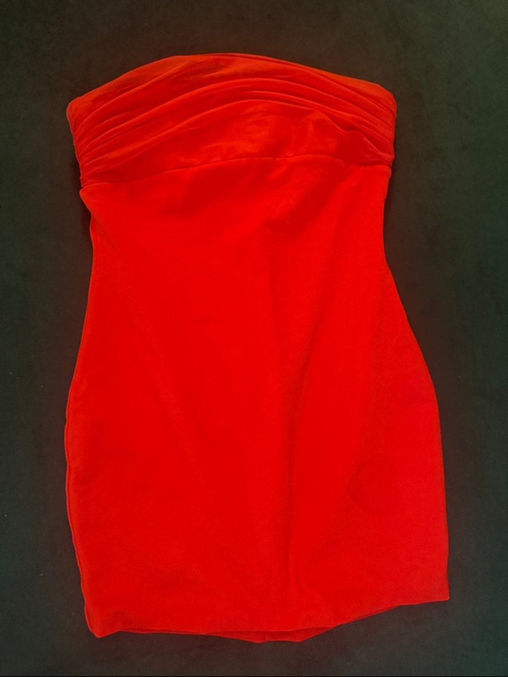 superdown Strapless Red Ruched Bodice Mini Dress